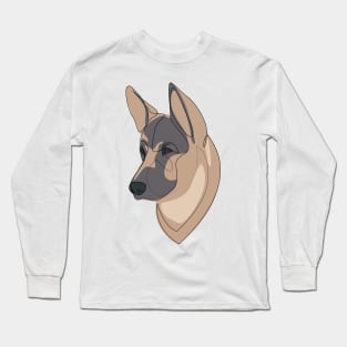 German Shepherd - one line drawing with colour Long Sleeve T-Shirt